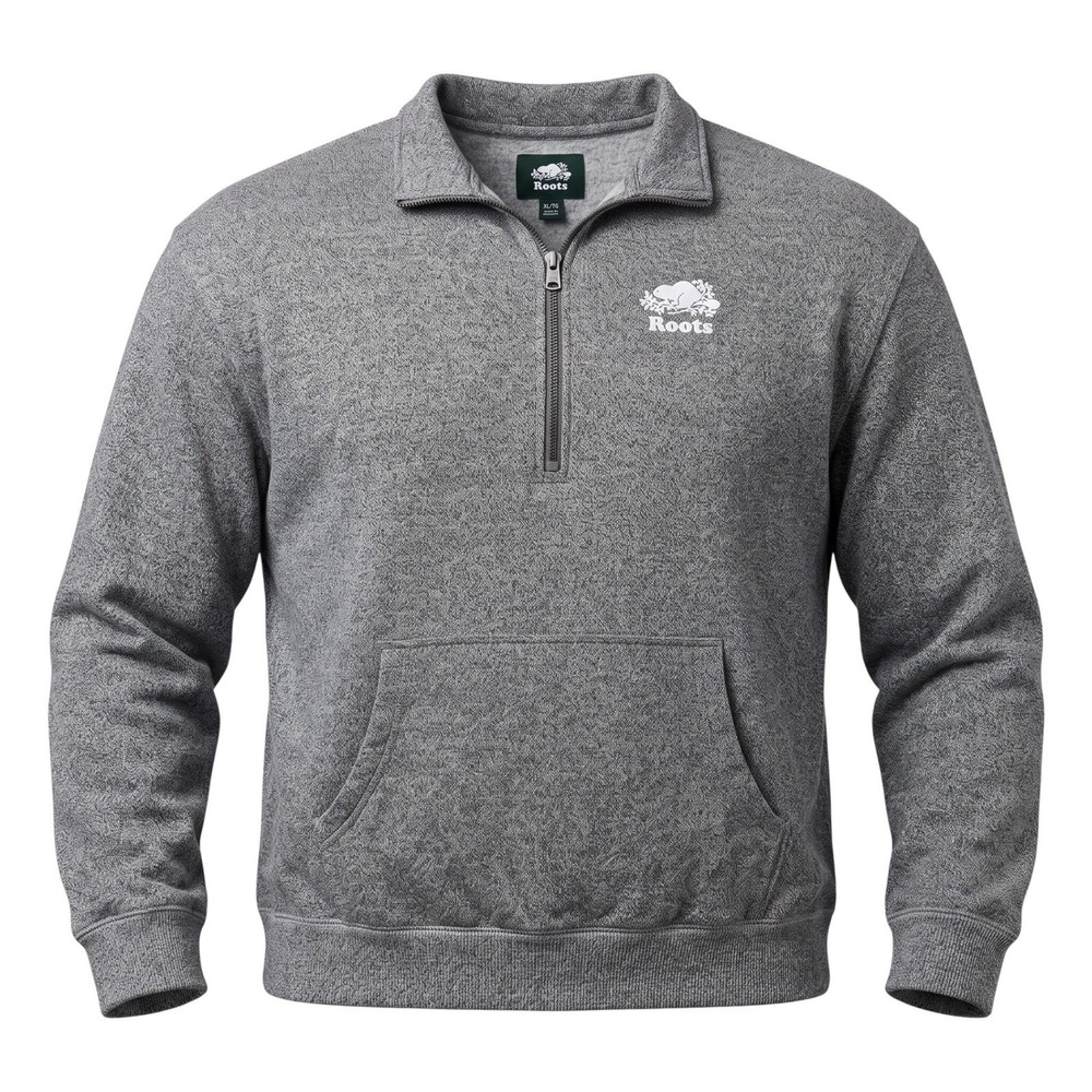 Roots Salt & Pepper Quarter Zip Sweatshirt Mens XL Grey Heather Pullover Logo